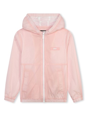 Dkny Kids - logo-appliqué hooded jacket - kids - Polyamide/Polyester - 5 yrs - Pink