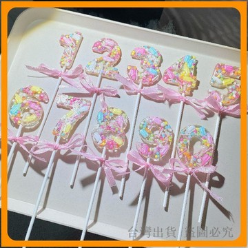 免運🔥數字蠟燭 棒棒糖蛋糕裝飾 生日派對用品 客製化蛋糕糖果 手工波糖 禮盒裝 週歲生日 生日派對佈置 派對小物 慶