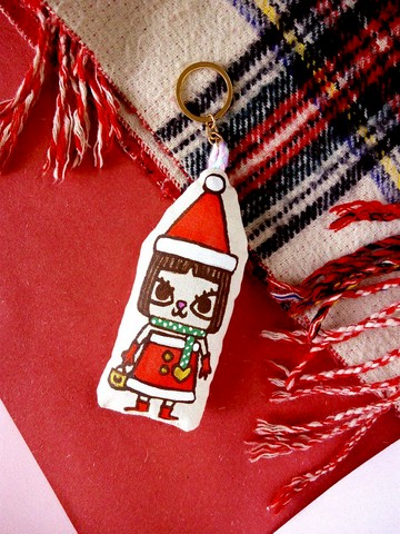 美美貓聖誕吊飾公仔棉cushion手繪手作客製款匙釦