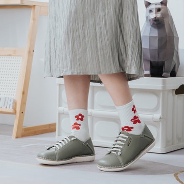 【寬腳友善】MIT舒適手工饅頭鞋。真皮。苔蘚綠2928