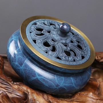 純銅香爐家用室內三足盤香爐檀香爐大號香薰爐供佛茶道香道香插