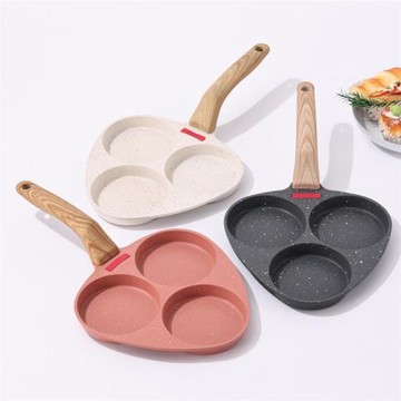 家用小型三孔煎蛋平底鍋三角漢堡煎蛋鍋麥飯石不沾平底鍋早餐煎鍋