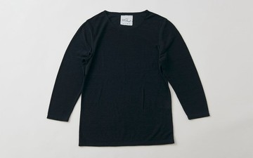 亞麻棉質內搭衣 七分袖（黑色・女款 S 尺寸）
