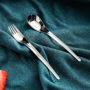 316不銹鋼加深兒童勺叉餐具元寶勺學吃飯勺叉套裝 平底勺輔食勺子