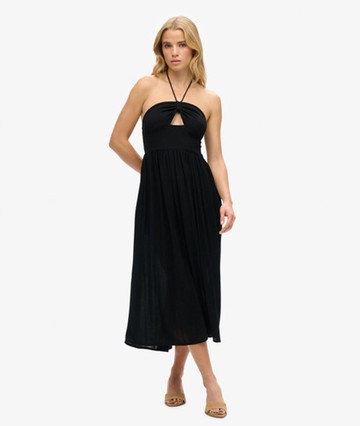 Superdry Women's Women's Cut Out Midi Dress Black - Size: 12 Size: 8