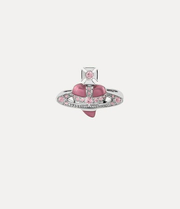 Vivienne Westwood New Diamante Heart Ring Platinum-vintage-rose-crystal-light-rose-enamel Platinum-vintage-rose-crystal-light-rose-enamel Unisex