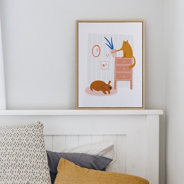 嘿 Watch out-臥房掛畫/複製畫/空間佈置/貓咪/catitem2026