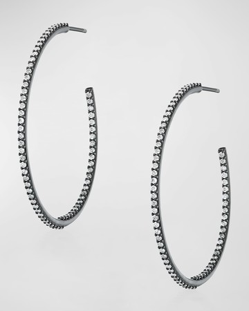 Inside-Out Diamond Hoop Earrings in Black Rhodium-Tone