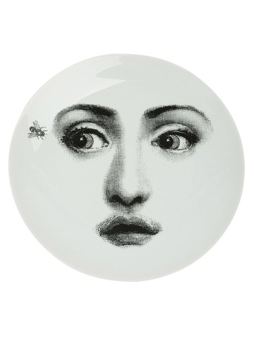 Fornasetti - portrait and fly print plate - unisex - ceramic - One Size - Black