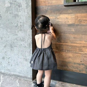 🎀biubiu童裝🎀女寶連衣裙夏季韓版洋氣時髦女寶寶設計感格子吊帶裙寶寶裙子