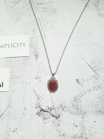 紅色瑪瑙蝴蝶結邊框項鍊毛衣鏈大氣款式