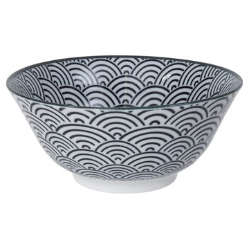 TOKYO DESIGN STUDIO 瓷製餐碗 15cm  1個  浪紋黑
