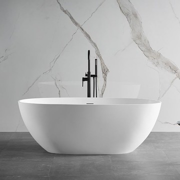 優樂悅~人造石浴缸小戶型一體式獨立式橢圓網紅雙人鋁制石浴缸家庭浴缸