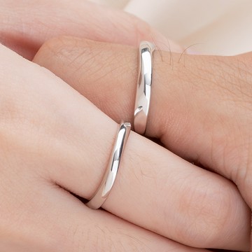 MARIGOLD 情侶對戒禮盒-曲面可調式戒指-女款-銀X1 + 男款-銀X1