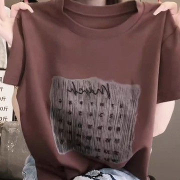 胖胖美依 印花上衣 短袖T卹 原宿風 中大碼M-4XL新款高級顯瘦氣質慵懶風遮肚子上衣-9018.