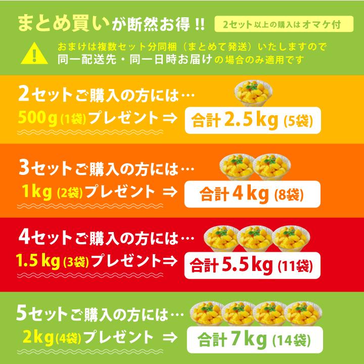 よくばり冷凍 完熟マンゴーセット 1kg(500g×2袋)