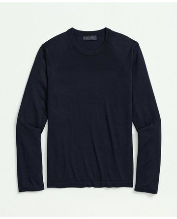 Brooks Brothers Men's Lightweight Luxe All-Season Sweater, Crewneck | Navy | Size XS
