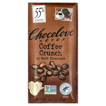 Chocolove, 咖啡脆片夾心黑巧克力，55% 可可，3.2 盎司（90 克）