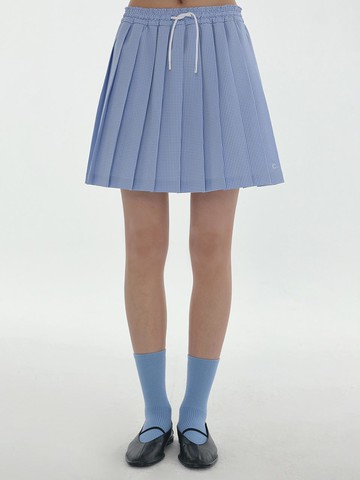 Pleats Banding Skirt_Blue