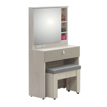 文創集 蒂斯2尺開合鏡面鏡台/化妝台組合(含化妝椅)-60x40x143cm免組
