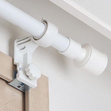 Seryu Home 現代25mm窗簾桿 + 免鑽孔掛鉤 3件組  窗簾桿(6字/100~180cm) 穿孔掛鉤(9.8 x 8 cm)  白色