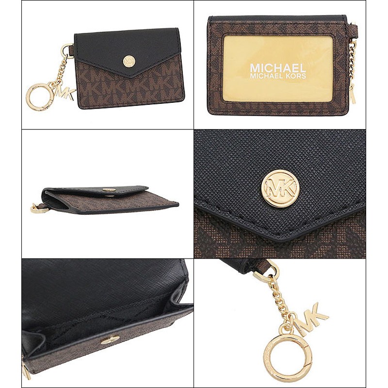 マイケルコース MICHAEL KORS 財布 コインケース 35F0GW9D1B ブラウン×ブラック カラ シグネチャー スモール キーリング  カードケース アウトレット レディース | LINEブランドカタログ