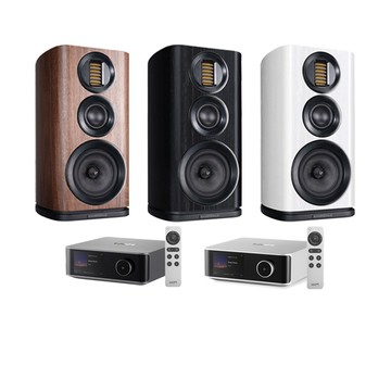 WiiM AMP Ultra 串流綜合擴大機+Wharferdale EVO 4.2 書架喇叭(1對)