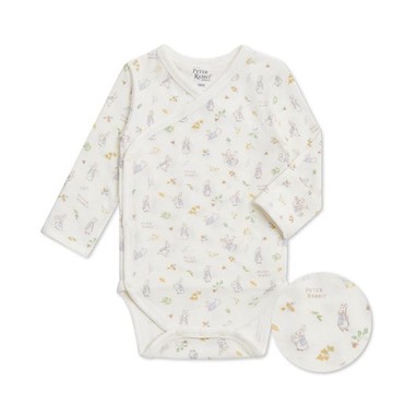 綠映比得開襟包屁衣 (美麗諾羊毛布)