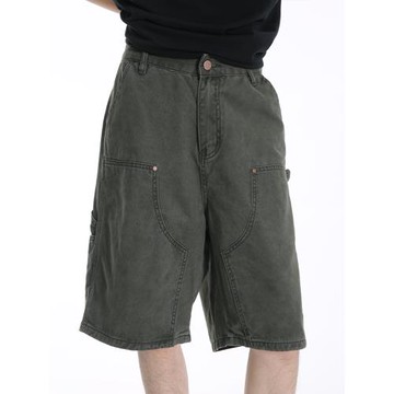 Voguo Relay 水洗做舊多口袋戶外五分褲休閑伐木工工裝短褲男女