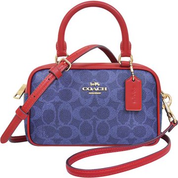 COACH 單寧藍色大C PVC小型手提/斜背兩用包