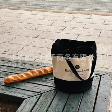 布凡良品/亞馬遜跨境批發玫瑰復古手提帆布包女文藝大容量水桶包
