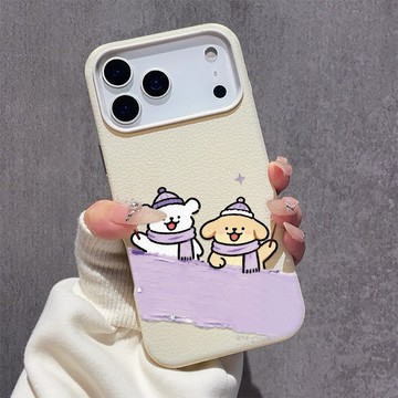 打招呼彩虹小狗適用蘋果17軟殼 iPhone16promax手機殼15plus大孔鏤空14親膚13防摔12皮紋11保護殼