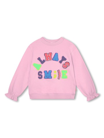 Billieblush - patch-detail ruched-cuffs sweatshirt - kids - Cotton - 6 yrs - Pink