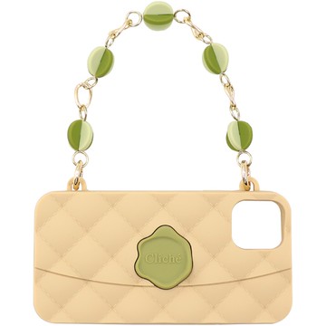 【Candies】小香風彩球晚宴包(米+綠) -適用 iPhone 12 Pro Max