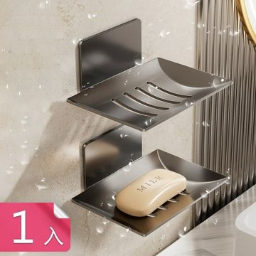 【荷生活】免釘壁掛碳鋼瀝水快乾香皂碟 浴室廚房家用肥皂置物架-1入組