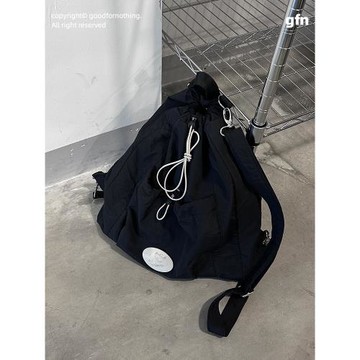 原創一無是處黑色雙肩包抽繩