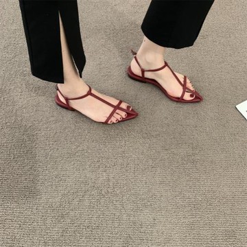 網紅潮INS設計感小眾平底鞋法式復古羅馬鞋涼鞋2024秋冬女鞋韓版