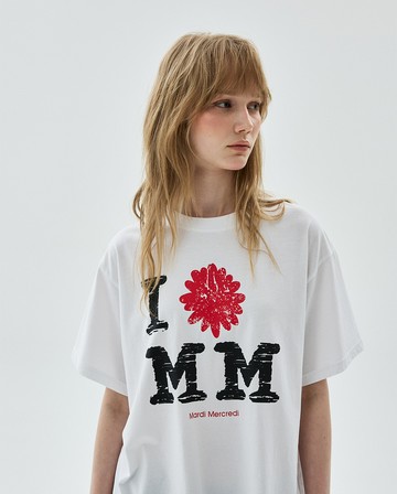 MARDI MERCREDI 印花短TEE 白色 裂紋印花 TSHIRT CRACKED IFMM