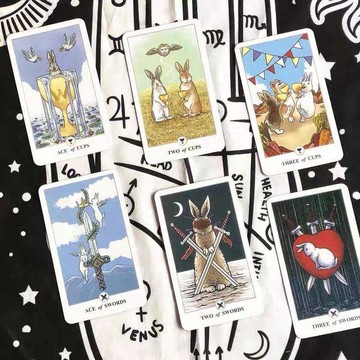 嚴選好物🌈塔羅牌 解答 命運 月光下兔子韋特塔牌可愛羅牌塔書桌遊卡牌初學者tarot羅塔牌taluo