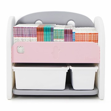 韓國 iFam - 書架收納組 〈附白色收納盒x2〉-粉紅色