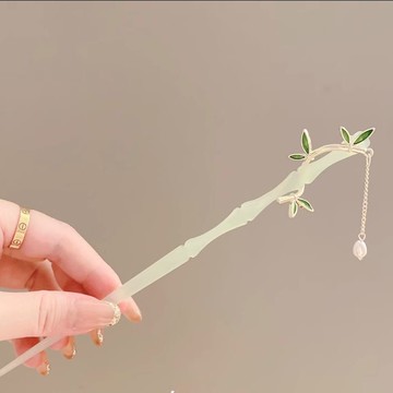 碧竹簪子~清冷感醋酸國風竹節發簪新中式高級感古風氣質流蘇發 z803