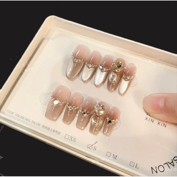 ➕最新設計款穿戴甲💅【翡色玫瑰】茶色純手工穿戴甲新款顯白腮紅高級感簡約美甲貼短梯穿戴甲 LDZR