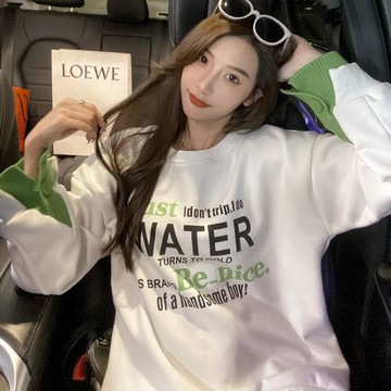 拼接高級感衛衣女款2025新款爆款春秋款寬松中長款遮屁股外套上衣