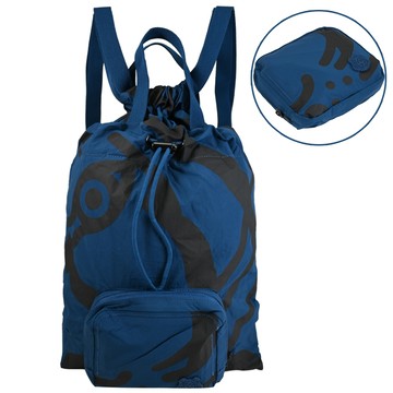 KENZO 5SA413 老虎線條印花尼龍摺疊束口後背包.深藍