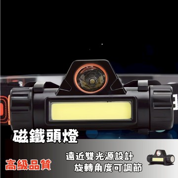 隔日達⚡磁鐵頭燈 頭戴式照明燈 強光露營登山USB充電遠近光cob夜釣頭燈 1200mah強光頭燈
