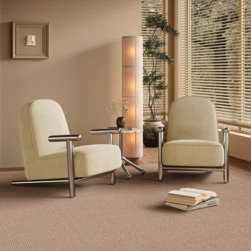 古侘寂風設計師酒店民宿不銹鋼休閑接待單人洽談沙發椅一桌兩椅101YJ 快速寄出