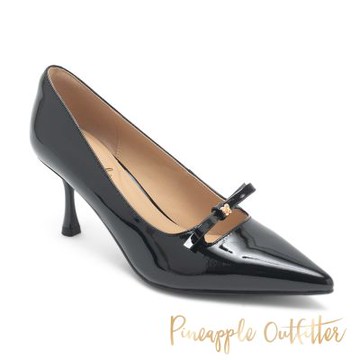 Pineapple Outfitter-PREM 前簍空蝴蝶平結高跟鞋-鏡黑色