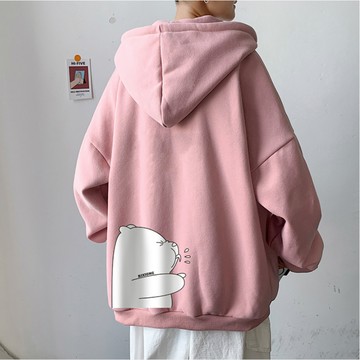 FINDSENSE X  男士開衫男士連帽衛衣男外套粉色