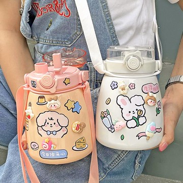 大量水杯保溫兒童大容量1000便攜吸管高顏值可生雙飲水杯子