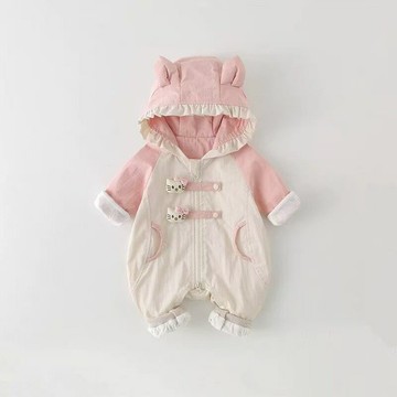 嬰兒衣服春秋款女寶寶連體衣春裝新款假兩件哈衣春季小月齡外出服鑫弘-素時衣櫥